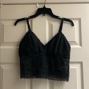 Aerie Festival Lace Longline Black Bralette Large